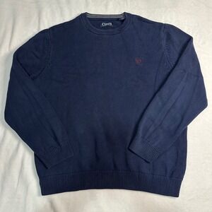 CHAPS Mens Navy Blue Crew Neck Sweater Long Sleeve Classic‎ Logo Size L